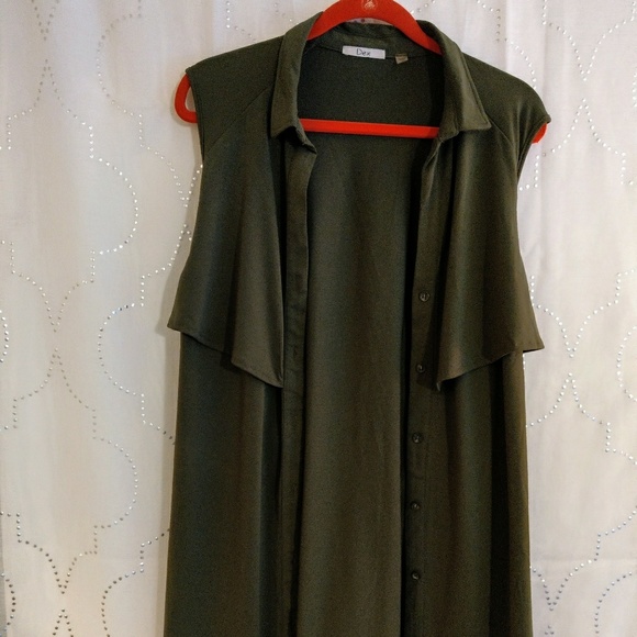 Dex Tops - Dex plus size sleeveless belted shirt